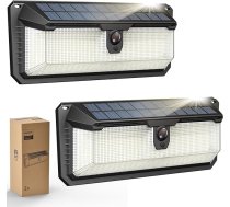Philips āra saules lampa ar kustības sensoru, 258 LED saules baterijas, 3 režīmi, ūdensizturīgs sienas apgaismojums dārzam, pagalmam, žogam, garāžai (2 gab.)
