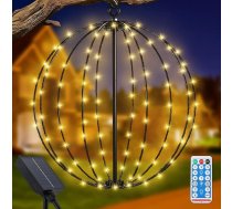 JIMACRO Saules pasaku gaismas ārā, 30 cm liels dārza karājas metāla karājas saules gaismas 120 LED saules pasaku gaismas ārā ūdensizturīgs saules laternas Ziemassvētku dekorēšana pasaku gaismas