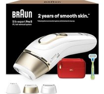 Braun IPL Silk-expert Pro 5 - IPL ierīces matiņu noņemšanai, pastāvīga un nesāpīga matiņu noņemšana mājas apstākļos - korpuss ar Gillette Venus skuvekli, 3 pielikumi, izstrādāts Vācijā - PL5262, balts/zelts