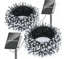 SOLARBABY Saules Ziemassvētku apgaismojums ārā, 2 x 10 m 100 LED saules pasaku gaismas, IP65, 8 režīmi Saules pasaku gaismas dārza āra Ziemassvētku eglīšu dekorēšanai (balta)