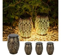 LED saules laternas lietošanai ārpus telpām, 4 gabali, metāla saules laternas āra iekštelpām, IP65 ūdensizturīgas saules gaismas āra dārzam, āra lieveņa galdam, terasei, terases galdam, Ziemassvētku dāvanas