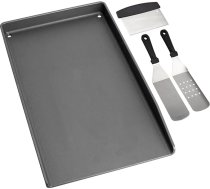 WELL GRILL 44,5 x 26 cm čuguna grila plāksne ar grilēšanas lāpstiņu komplektu Weber Spirit 210 un 310 sērijas gāzes griliem, universāls grila paplātes piederums gāzes grilam un grilam uz kokoglēm