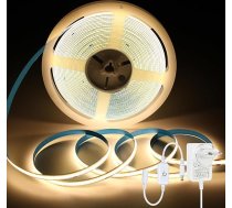 24 V COB LED lente, silti balta, 10 m LED lente, aptumšojama LED lente, elastīga TV aizmugures apgaismojumam, virtuves, guļamistabas dekorēšanai (iekļauts barošanas bloks)