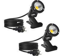 Monsing 7 W LED prožektors Warm White 2700 K ar klipu 2 m kabelis ar kontaktdakšu LED dārza apgaismojums Dārza apgaismojums Dārza prožektors Dārza prožektors Zāles prožektors IP65 Ūdensizturīgs āra pagalmam (silti balts 2 gab.)