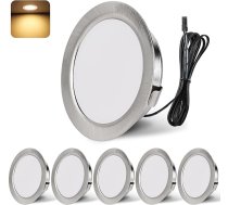 LED iegremdējamais starmešu apgaismojums 12 V 3000 K silti balta LED starmešu apgaismojums 3 W iegremdējamie starmeši 55-58 mm caurumu izmērs iegremdējamās gaismas karavāniem Virtuves skapis Alumīnija niķeļa komplekts 6 gab.