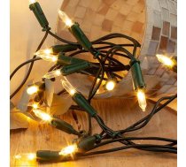 hellum 150230 Iekštelpu pasaku gaismas ar 100 LED diodēm, Ziemassvētku eglīšu pasaku gaismas, siltā baltā krāsā, garas 14,85 metru, ar zaļu apgaismojumu un zaļu kabeli, LED pasaku gaismas iekštelpās ar 1,5 metru garu kabeli un kontaktdakšu