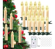 cimetech 20 bezvadu LED peldošās Ziemassvētku eglīšu sveces Ziemassvētku eglīšu apgaismojums Pasaku gaismas Ziemassvētku eglīte Silti balta Ziemassvētku rotājumi ar tālvadības pults taimeri