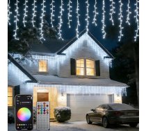 QINER 13 m 400 LED Icicle Fairy Lights Āra Gaismas aizkars Icicle Fairy Lights Daudzfunkcionāls 40 Modes Paplašināms Fairy Lights Ziemassvētku dekorēšanai Jumts, karnīzes, balkons, dārzs