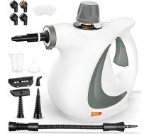 Tvaika tīrītājs, rokas tvaika tīrītājs mājsaimniecībai, daudzfunkcionāls ar 12 piederumiem, tvaika spiediens 3 bāri, 350 ml, 1300 W, tvaika tīrītājs bez ķimikālijām, piemērots virtuves, grīdu, flīžu un dīvānu tīrīšanai (balts)