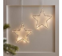 Lights4fun 2 zelta Osby zvaigžņu komplekts ar taimeri, 15 cm, ar bateriju darbināmas gaismas zvaigznes bērnistabai