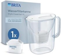 BRITA Style Essential XL ūdens filtrēšanas kanna, balta (3,6 l), komplektā ietilpst 1 liela Maxtra Pro Pure Performance filtrēšanas kanna ar Smart Light LED indikatoru un salokāmu vāku; filtrē piemaisījumus un citas vielas