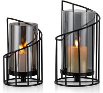 „Lantern Black Decorative Modern“: 2 gab. komplekts metāla svečturu āra lukturīši, galda dekorācija, piemēroti viesistabai, vannas istabai un dārzam, lukturīši lietošanai gan iekštelpās, gan āra apstākļos, paredzēti cilindriskām svec