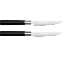 KAI Wasabi melnie steiku nažu komplekts (2 gab.), ar 12 cm garu asmeni – nerūsējošais 6A/1K6 pulētais nerūsējošais tērauds, cietība 58 (±1) HRC – melns polipropilēna rokturis – ražots Japānā
