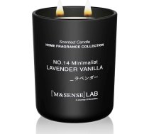 M&SENSE aromātiskās stikla sveces – lavandas un vaniļas aromāta dabīgā sojas vaska svece, 470 g, degšanas ilgums 110 stundas, dāvana sievietēm un vīriešiem, aromterapija mājām, vannas istabai, jogai un relaksācijai, aromātiskā svece rela