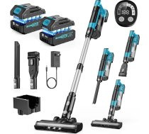 Akumulatora putekļsūcējs, 60 000 Pa/700 W/70 minūtes, bezvadu putekļsūcējs ar 2 noņemamām 4,0 Ah baterijām, LED skārienjūtīgo ekrānu, grīdas birsti, kas nepieķeras, 2 l akumulatora putekļsūcējs paklājiem
