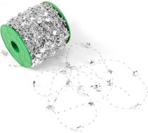 Alomejor DIY zvaigžņu virtene no mākslīgajām pērlēm, pērļu aukla, gluda rotājuma Ziemassvētku eglītei, kāzām – zelta piecstaru zvaigzne, 196,9 pēdu gara aukla ceremonijām, ballītēm (sudraba)