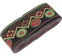 ibasenice Etniska izšūta ziedu mežģīņu lente no poliestera, 5 cm plata. Elegants pašdarināts apģērba aksesuārs kostīmiem un rokdarbu projektiem. Mazgājama veļas mašīnā