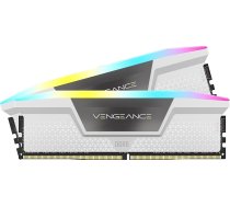 CORSAIR Vengeance RGB DDR5 RAM 32GB (2x16GB) 6000MHz CL36 Intel XMP 3.0 desktop atmiņa - balta (CMH32GX5M2E6000C36W)