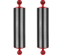 FEICHAO 2 x D60 mm 10/12 collu peldspēja 447 g / 550 g Zemūdens niršanas fotogrāfija Oglekļa šķiedras lampas roka ar 1 collu dubulto lodveida galvu, uzlabota versija (10 collu sarkana)