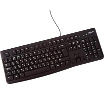 Logitech K120 Biznesa vadu tastatūra Windows un Linux operētājsistēmām, USB ports, Silent Touch, izturīga, noturīga pret šļakatām, tastatūras statīvs, krievu izkārtojums - melna