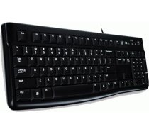 Logitech K120 vadu tastatūra operētājsistēmai Windows, USB ports, Silent Touch, izturīga, noturīga pret šļakatām, regulējams tastatūras statīvs, Magyar QWERTY izkārtojums - melna