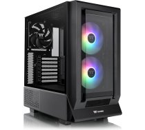 Thermaltake Ceres 350 MX Black, ATX Midi-Tower, 2 priekšējie paneļi (rūdīts stikls/režģis), slēptā savienotāju atbalsts, 2 x 140 mm ARGB, USB-C, klusa gaisa plūsma