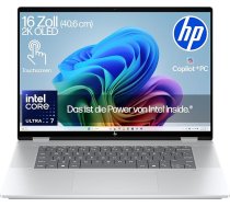 HP OmniBook X Flip NG AI Intel Core Ultra 7 2 in 1 klēpjdators, nākamās paaudzes KI Copilot+ dators, 16 collu 3K 2880 x 1800 skārienjūtīgais ekrāns, 32 GB DDR5 RAM, 1 TB SSD, Win 11, QWERTZ, sudrabots
