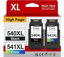 540XL 541XL multipakete, iespiedpapīru kasetnes PG 540XL un CL 541XL, kas paredzētas Canon printeru kasetņu nomaiņai 540 541 priekš Pixma MG3650 MG3500 MG3650s MX395 TS5150 TS5151 (melna, krāsaina)