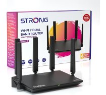 STRONG BE3600 Divjoslu Wi-Fi 7 maršrutētājs, līdz 3,6 Gbps, MLO atbalsts, interneta WLAN maršrutētājs, 2,5G WAN un gigabitu LAN, 5 x ārējās antenas, lietotņu vadība, bērnu kontrole, WPA3, TWT, IPv6