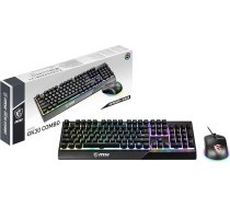 MSI Vigor GK30 IT pusmehāniskā spēļu tastatūra ar RGB LED apgaismojumu Mystic Light Multimediju tastatūra ar karstajiem taustiņiem + pele Pilna izmēra melna