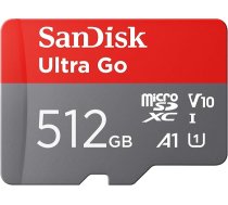 SANDISK Ultra Go Micro SDXC atmiņas karte 512 GB + SD adapteris (Android viedtālruņiem un planšetdatoriem, lasīšanas ātrums līdz 150 MB/s) A1, Full HD video, UHS-I, 10. klase, U1, priekš Amazon
