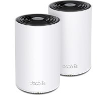 TP-Link Deco XE75 Pro Mesh WLAN komplekts (2 komplekti), Wi-Fi 6E AXE5400 trīsjoslu maršrutētājs un retranslators, 1 x 2,5G ports + 2 x 1G porti katrai ierīcei, ieteicams mājokļiem ar 3-5 guļamistabām, WPA3