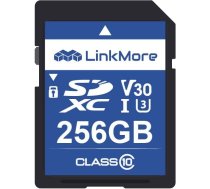 LinkMore SDXC atmiņas karte 256 GB - UHS-I - V30, U3 - 95/70MB/s - 4K video projektiem un fotoattēlu dublēšanai - ideāli piemērota kamerām un droniem