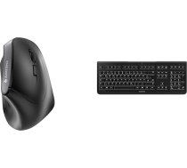 CHERRY MW 4500 bezvadu pele, ergonomiska pele labās rokas 45° dizainā un KW 3000, bezvadu tastatūra ar ciparu tastatūru, vācu izkārtojums (QWERTZ)
