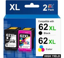 Starink 62 XL kasetnes, kas ir saderīgas ar HP 62 printeru kasetnēm, melnā krāsā, 62XL, vairākos iepakojumos, paredzētas HP OfficeJet 200 5540 5640 5544 5660, 5740 5745 8040 (melna/krāsaina, 2 gab.)