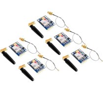 SIM800L V2.0 5V bezvadu GSM GPRS modulis četru joslu ar antenas kabeļa vāciņu, 5 gabaliņu iepakojums