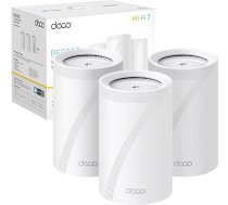 TP-Link Deco BE65 BE9300 Trīsjoslu WiFi 7 ekrāns visai mājai, ātrums līdz 9214 Mb/s, kontrolē mākslīgais intelekts, savieno vairāk nekā 200 ierīces, ideāli piemērots spēlēm un 4K, vienkārša iestatīšana