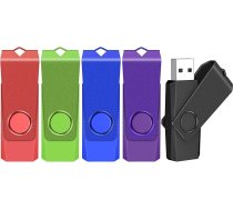 TEWENE USB 2.0 zibatmiņas diskdzinis 8 GB mūzikas video mape ar kabeli un uzlīmi datoram, automašīnai, televizoram (jauktas krāsas: sarkana, zaļa, zila, violeta un melna) 5 iepakojumi