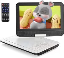 Yoton 12,5" portatīvais DVD atskaņotājs ar 10,5" HD rotējošu ekrānu automašīnai, komplektā ietilpst auto lādētājs, barošanas avots, akumulators, USB/SD kartes un TV sinhronizācija, balts [Blu-ray netiek atbalstīts]