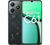 realme C61 viedtālrunis 6 + 128 GB, 45 W SUPERVOOC uzlāde, 5000 mAh masīva baterija, jaudīgs astoņkodolu mikroshēma, 7,74 mm īpaši plāns dizains, AI Boost Engine, tumši zaļš, bez adaptera