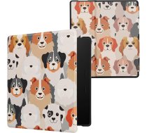 kwmobile Aizsardzības rokturis Amazon Kindle Oasis 10. Generation Hülle - eReader Flip Case mit Auto Sleep Funktion - Viele Hunde mit Weiß Hellbraun Grau