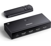 UGREEN HDMI 2.0 slēdzis 4K @ 60Hz HDMI sadalītājs 3 in 1 Out slēdzis ar tālvadības pulti, saderīgs ar PS5/4, Xbox, Apple TV, Blu-Ray, TV, monitoru, televizoru