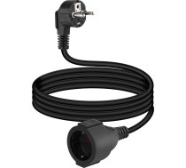 90 grādu Schuko pagarinājuma kabelis, 3G, 1,5 mm², ar aizsargkontaktu no vīrieša uz sievieti, melns (1,8 m)