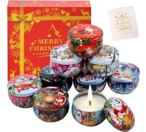 Ziemassvētku aromātisko sveču dāvanu komplekts, 9 x 70 g dabīgā sojas vaska aromterapijas sveces Ziemassvētku pateicības dāvana sievietēm, māmiņām, draudzenēm, skolotājiem, kolēģiem, dāvanas stresa mazināšanai