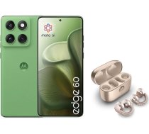 Motorola Edge 60 viedtālrunis Pantone Shamrock + Moto Buds Loop Frensh Oak ar Swarovski kristāliem