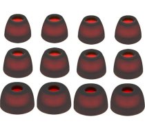 Rhinent Premium-Ohrstöpsel aus Silikon für JBL Tune Beam TWS, passend für Ladehülle, kompatibel mit JBL Wave Beam/JBL Wave Buds/JBL Wave Flex 5,1 cm Ohrhörern, SML, 12 Stück (transparentes Schwarz)