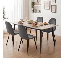 YOUDENOVA Dining Room Chairs, Set of 4, Velvet Cover, Suitable for Living Dining Room and Kitchen, Ergonomic Chairs with Backrest, Sturdy Metal Legs, 150 kg Load Capacity, Dark Grey