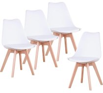 GrandCA HOME Set of 4 Dining Room Chairs, Scandinavian Design, Solid Wood Legs, Ergonomic, for Dining Room, Living Room, Kitchen & Bedroom (White, 4)