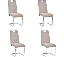 SHIITO Set of 4 Modern Style Dining Chairs 100 x 43 x 42 cm Marc Model Elegant Set Ergonomic Seat and Metal Legs in Mink Fabric