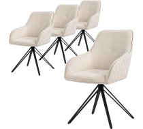 ML-Design Swivel Dining Room Chairs, Set of 4, Textile Woven Fabric, Cream, Living Room Chairs with Armrest/Backrest, 360° Swivel Chair, Upholstered Chair with Metal Legs, Ergonomic Chair, Kitchen Chair, Lounge Chair